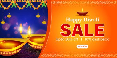 Mutlu Diwali Satış Sancak Şablonunun Vektör illüstrasyonu