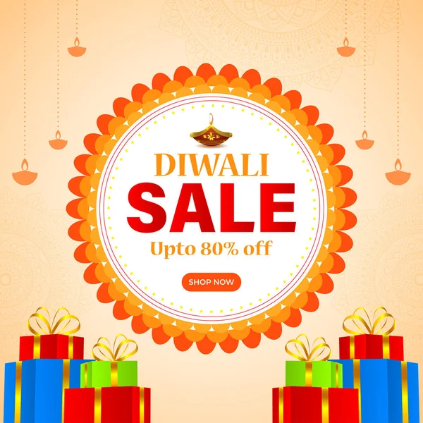 Illustrazione Vettoriale Happy Diwali Modello Banner Vendita — Vettoriale Stock