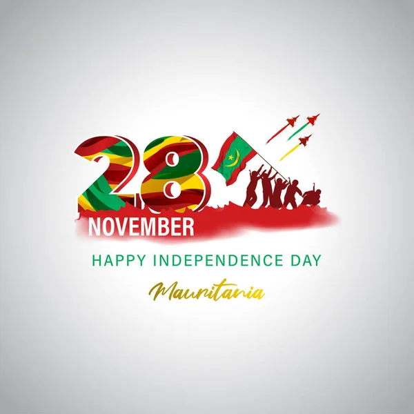 Ilustración Vectorial Feliz Bandera Del Día Independencia Mauritania — Archivo Imágenes Vectoriales