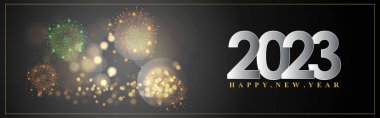 Mutlu yıllar 2023 arkaplan poster afişi için vektör illüstrasyonu