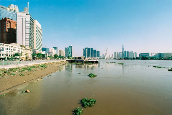 Landschaftsfotofilm Straßenleben Chi Minh Stadt Zeit Dienstag Der Februar 2022 — Stockfoto