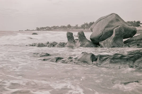 Zwart Wit Landschap Foto Film Thach Strand Tijd Februari 2022 — Stockfoto