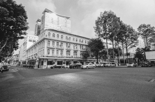 Svart Och Vitt Landskap Foto Film Gatulivet Chi Minh Stad — Stockfoto