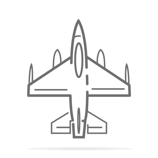 Fighter Vliegtuig Lijn Pictogram Omtrek Vector Teken Lineaire Stijl Pictogram — Stockvector