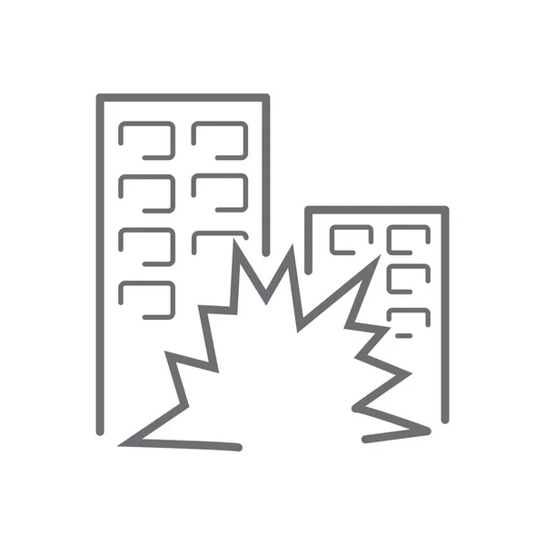 Бомбардування Будівель Значок Лінії Контур Векторний Знак Піктограма Лінійного Стилю — стоковий вектор