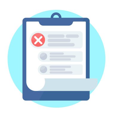 Mavi tablet, yapılacaklar listesi, imzalanmamış, mavi daire üzerinde. Pano ya da keneyle listelenecek. Düz dizayn. Sayfa tamamlanmadı, anketin hazırlanması, belge doldurulması