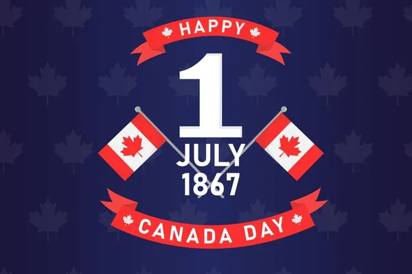 Boldog Kanadai Napot Vörös Zászlók 1867 Július Kanadai Zászlók Kék — Stock Vector