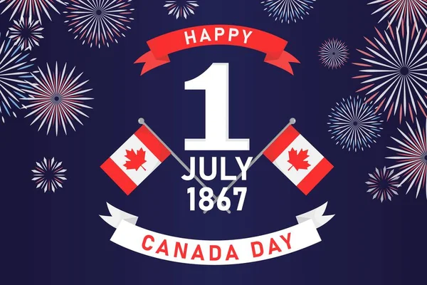Gelukkige Canada Dagspandoek Canadese Vlaggen Datum Juli 1867 Blauwe Achtergrond — Stockvector