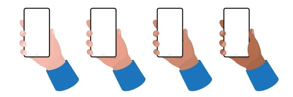 Männliche Hand Hält Ein Telefon Mit Leerem Bildschirm Auf Weißem — Stockvektor