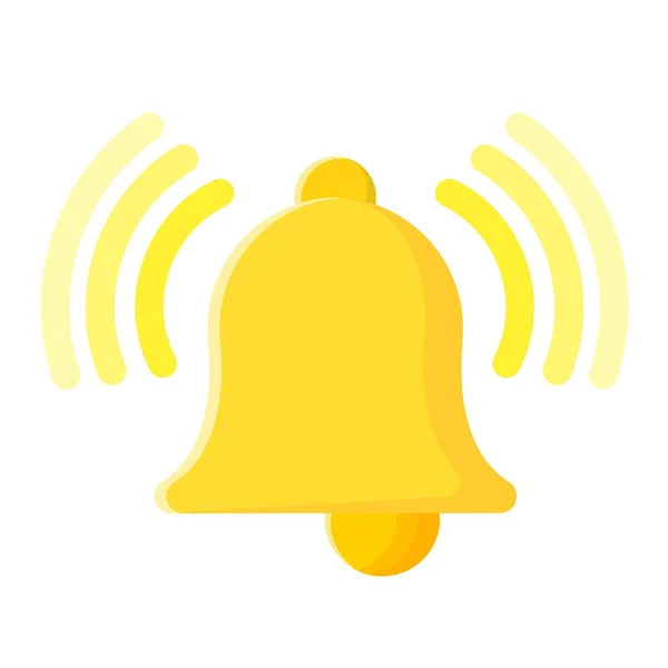 Płaska Żółta Ikona Alarmu Dzwonkowego Wspornikami Bokach Białym Tle — Zdjęcie stockowe