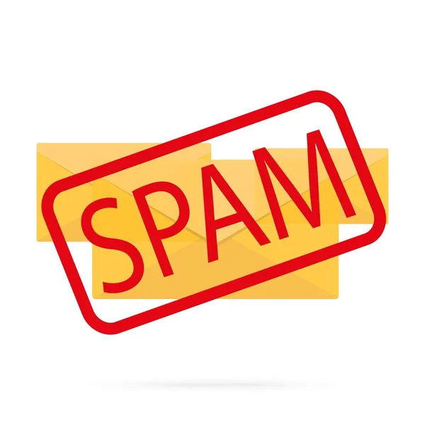 Spam Mails Wenige Umschläge Mit Roter Briefmarke Flache Design Illustration — Stockfoto
