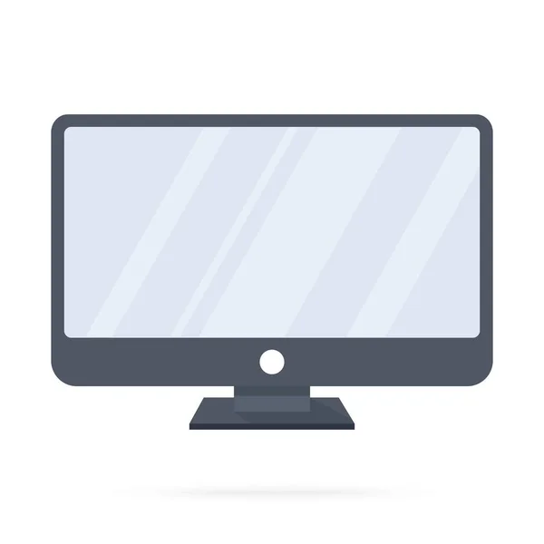 Monitor Komputerowy Odbiciami Światła Ekranie Białym Tle Płaska Ilustracja Grafika — Zdjęcie stockowe