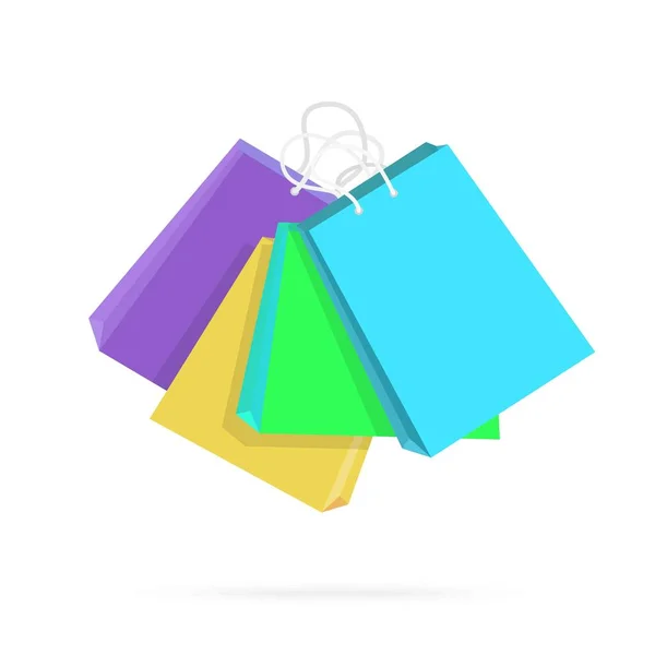 Multicolored Shopping Bags White Background Flat Design Illustration Vector Graphics — Stock Photo, Image