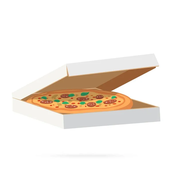 Pizza Krabici Stíny Bílém Pozadí Plochá Kresba Skladová Vektorová Grafika — Stock fotografie