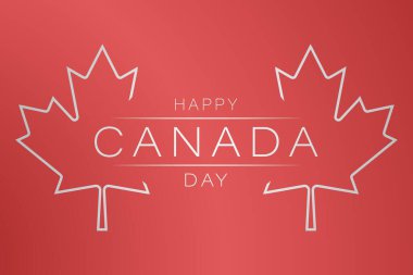 Kanada bayrağı ya da başlık arkaplanı. 1 Temmuz ulusal bayram tasarımı. Kırmızı ve beyaz konfeti. Basit vektör illüstrasyonu.