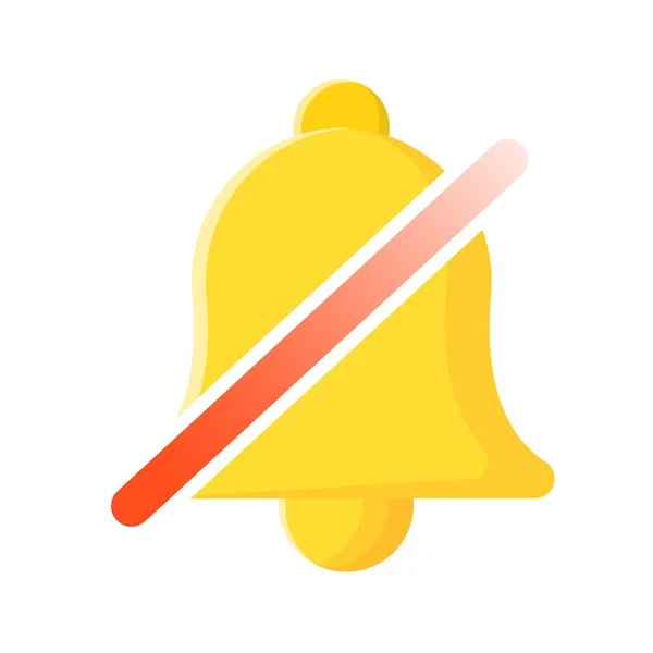 Benachrichtigung Aus Flache Gelbe Alarmglocke Mit Roter Diagonaler Linie Auf — Stockfoto