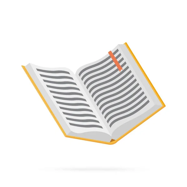 Open book with bookmark icon on white background