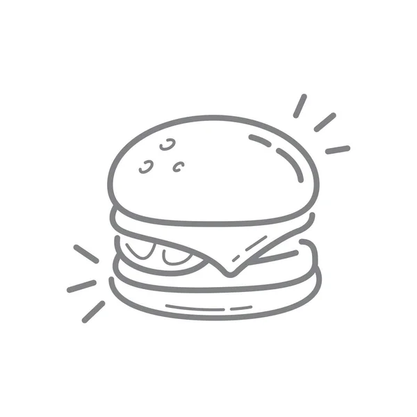 隔离在白色背景上的汉堡图标向量 汉堡透明标志 线条艺术 可编辑笔划 — 图库照片