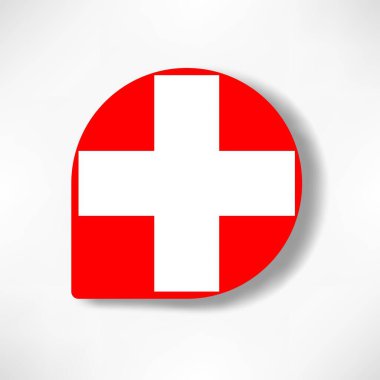 Beyaz arkaplanda gölgesi olan İsviçre bayrak simgesi.