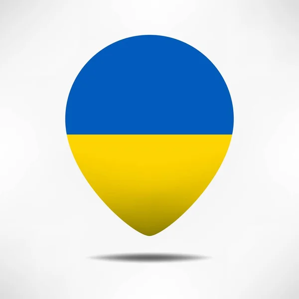 Die Ukraine Landkarte Zeigt Flagge Mit Schatten Nadelfahne — Stockfoto