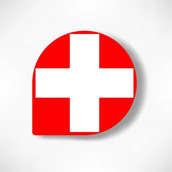 瑞士去掉白色背景阴影下的国旗图标 — 图库照片