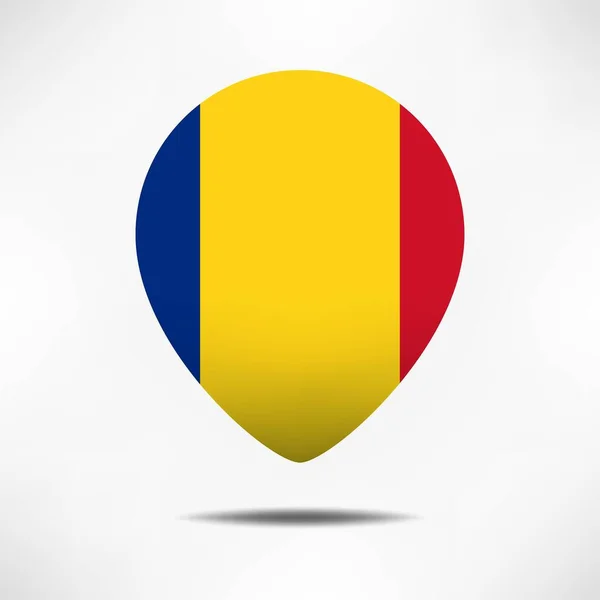 Romania Map Pointers Flag Shadow Pin Flag — Stock Photo, Image