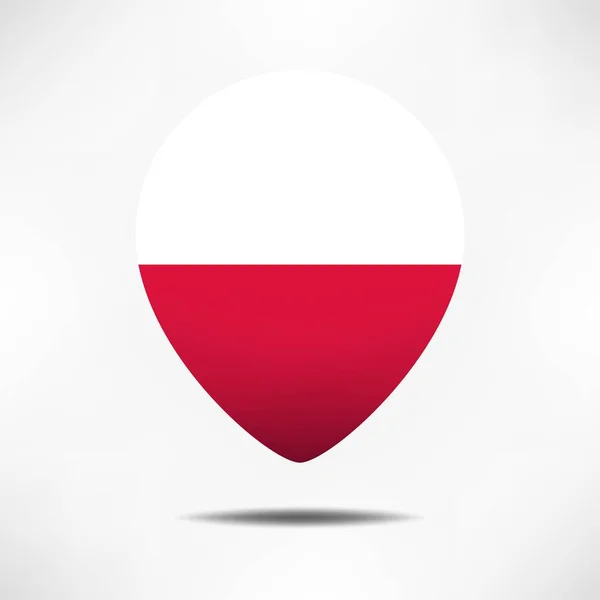 Polen Landkarte Zeiger Flagge Mit Schatten Nadelfahne — Stockfoto