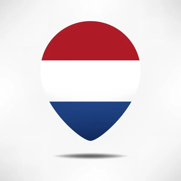 Paesi Bassi Mappa Puntatori Bandiera Con Ombra Bandiera Pin — Foto Stock