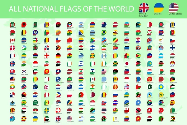 All National Flags World Names High Quality Vector Flag Isolated — Stock Photo, Image