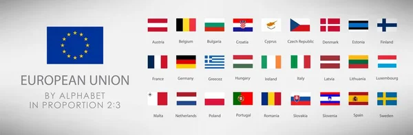 All Europe Flags Rectangle Flat Buttons Isolated White — Stock Photo, Image