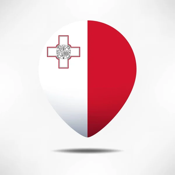 Malta Mapa Punteros Bandera Con Sombra Bandera Pin — Foto de Stock