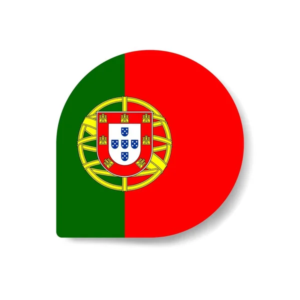 Portugal Desplegar Icono Bandera Con Sombra Sobre Fondo Blanco —  Fotos de Stock
