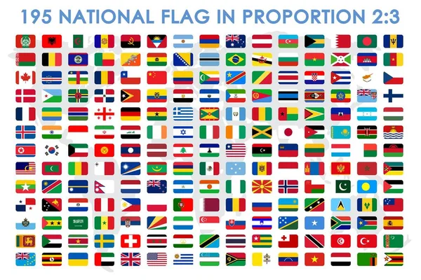 All National Flags World Names High Quality Vector Flag Isolated — Stock Photo, Image