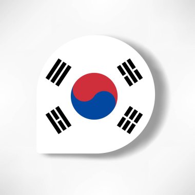 Beyaz arkaplanda gölgesi olan Güney Kore bayrak simgesi.