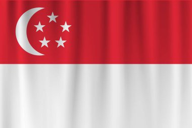 Singapur 'un vektör bayrağı. Singapur dalgalanan bayrak arkaplanı.