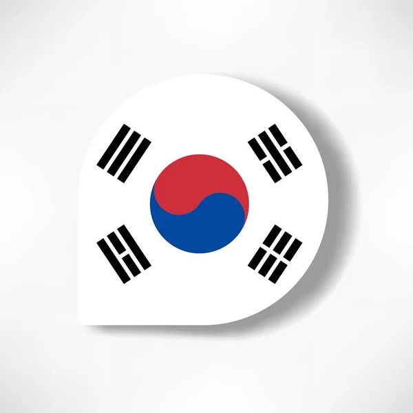 Beyaz Arkaplanda Gölgesi Olan Güney Kore Bayrak Simgesi — Stok fotoğraf