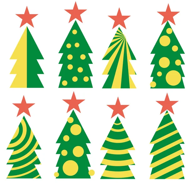 Set Abstract Geometric Christmas Trees — Stock Vector
