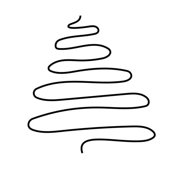 Abstracte Kerstboom Met Hand Getekend Uit Elementen Monochrome Doodle Stijl — Stockvector