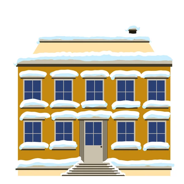 Edificio Cubierto Nieve Nieve Navidad Ciudad Clip Art Elemento Decorativo — Vector de stock