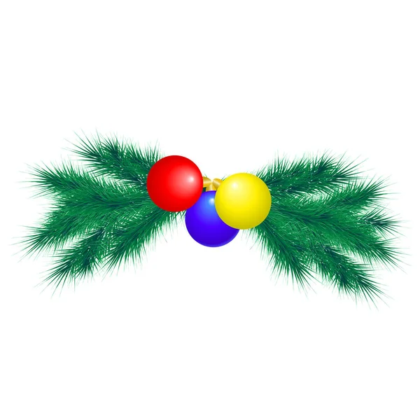 フェアブランチとボールとクリスマスの装飾要素 — ストックベクタ