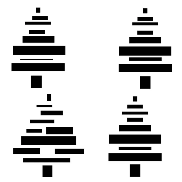 Albero di Natale astratto set disegnato a mano da elementi. stile doodle vettoriale monocromatico — Vettoriale Stock