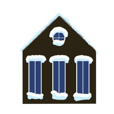 Karla kaplı bir apartman. Şehirde Noel karı yağıyor. klip sanatı dekor ögesi