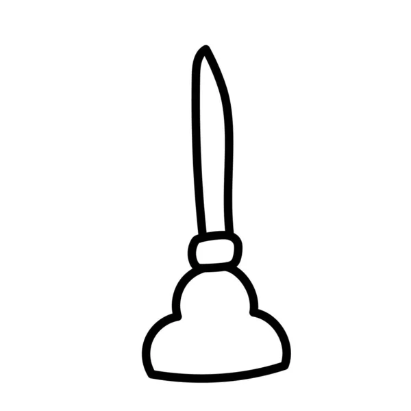 Ensemble de nettoyeur de tuyaux et piston pour nettoyer les tuyaux et les égouts illustration vectorielle style doodle — Image vectorielle