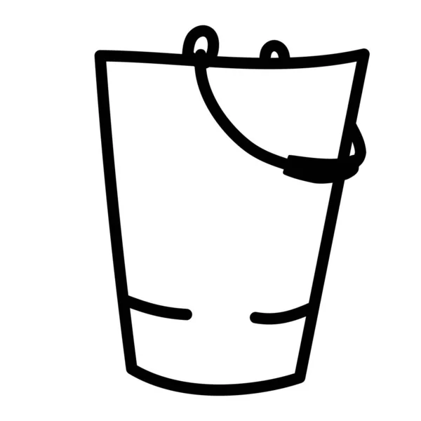 Hliníkový kbelík s rukojetí v ručně kresleném stylu — Stockový vektor