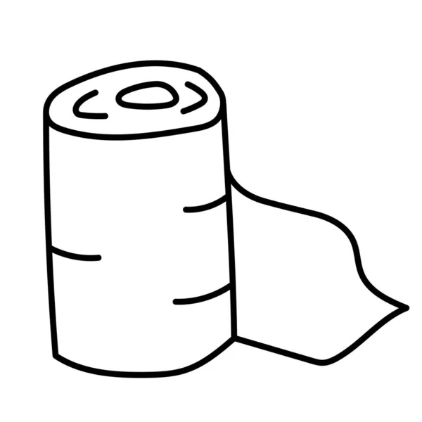 Papír tekercs törölköző, WC-papír firka stílusban kézzel rajzolt elem — Stock Vector