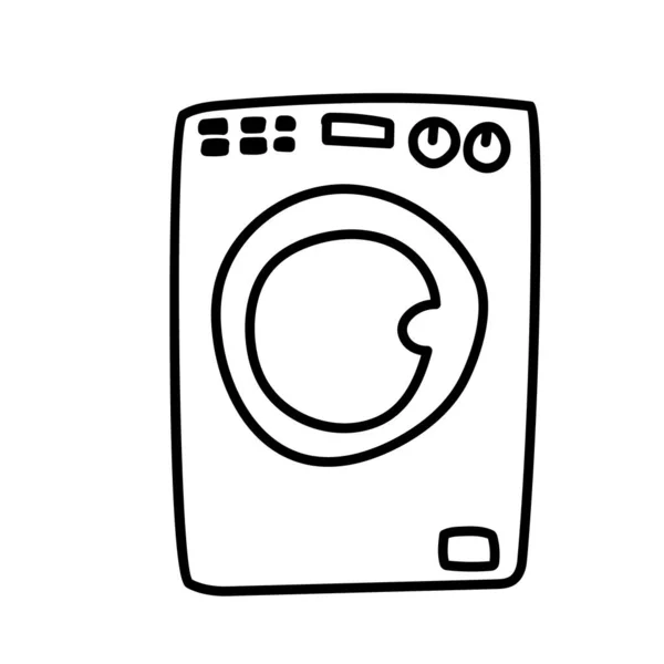 Washing machine doodle vector icon. Drawing sketch illustration hand drawn line — Stock Vector