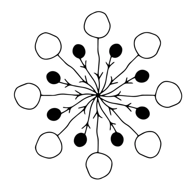 Natal bonito floco de neve de fantasia desenhado à mão. clip elemento arte vetor — Vetor de Stock
