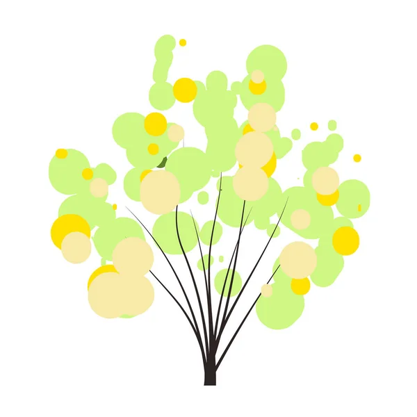 Árvore desenhada à mão com bolha concurso coroa primavera floresta doodles vetor estação inverno, primavera, verão. plano —  Vetores de Stock