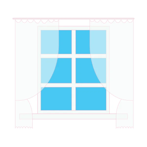 Casa elementos ventana con cortinas de estilo plano — Vector de stock