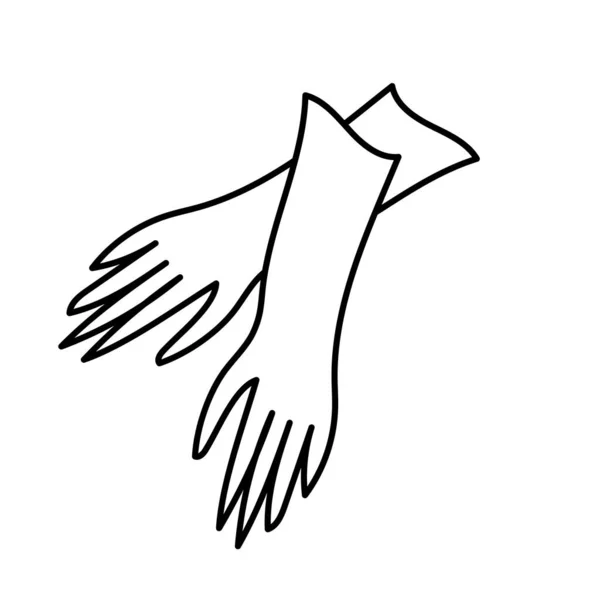 細い線のアイコンを手袋。落書き風の手描き。白に隔離された庭の手袋のベクトルイラスト. — ストックベクタ